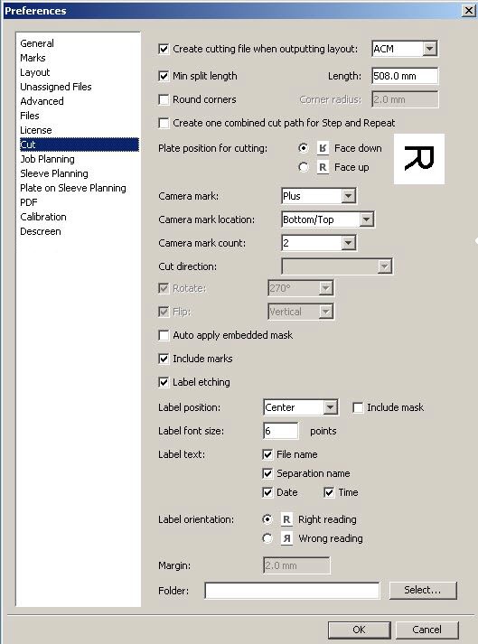 VPS+ > 4. Experiment with camera marks and layout margins > Default Cut Prefs_noNX.JPG